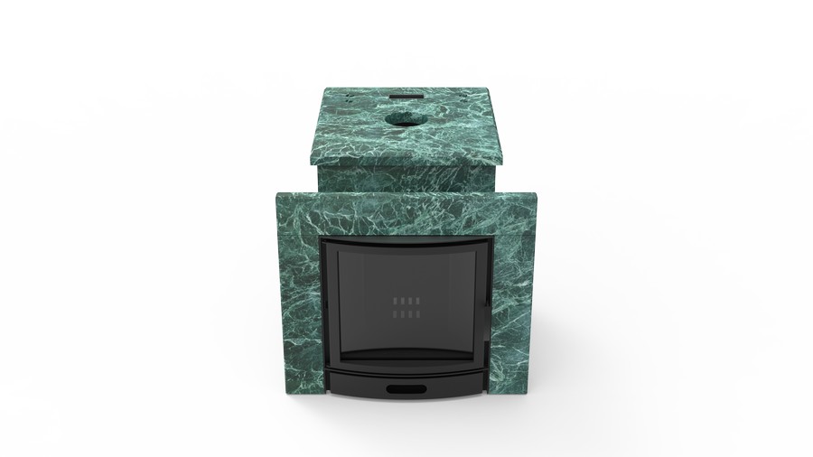Печь в облицовке из натурального камня Genesis GN 500 облицовка закрытая плоская пироксенит-элит фото в Новосибирске