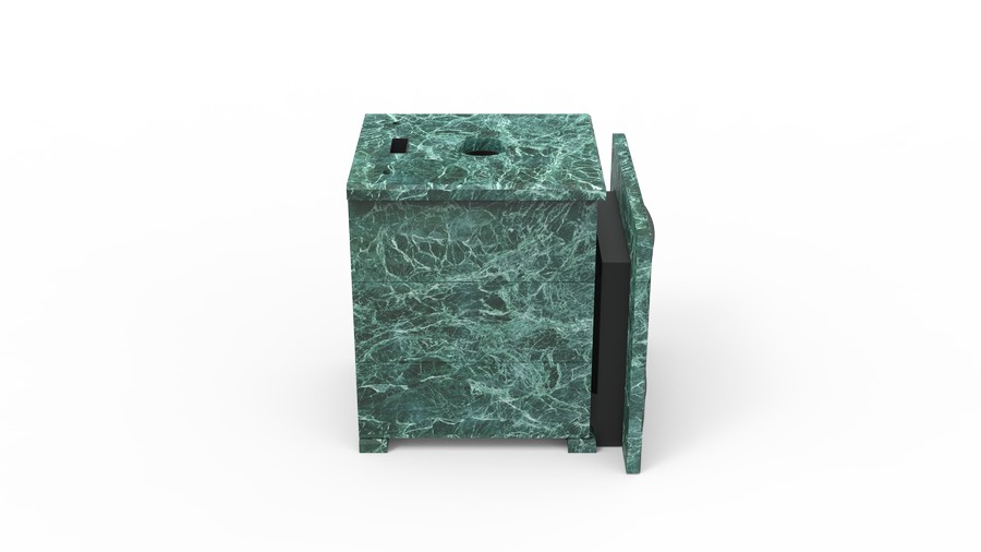 Печь в облицовке из натурального камня Genesis GN 500 облицовка закрытая плоская пироксенит-элит фото в Новосибирске