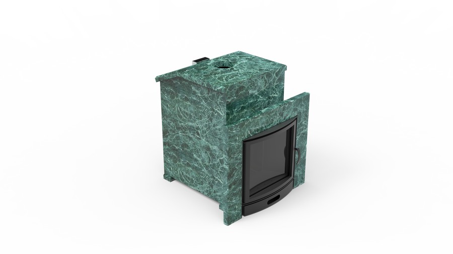 Печь в облицовке из натурального камня Genesis GN 500 облицовка закрытая со скосом талькохлорит-шлифовка фото в Новосибирске