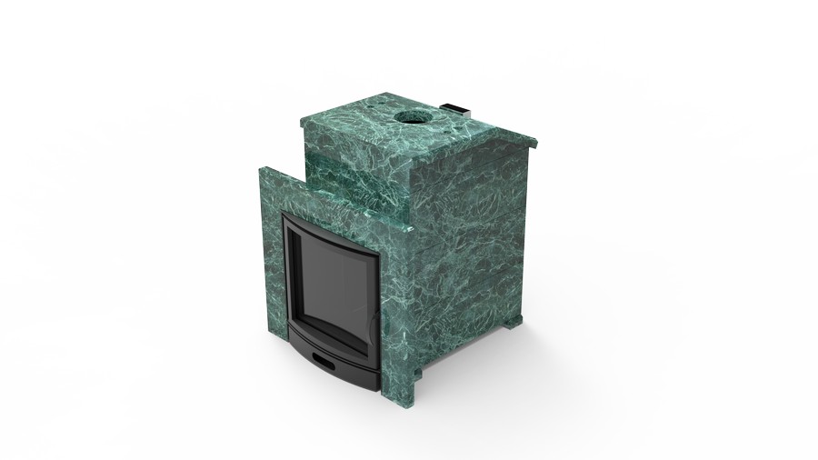 Печь в облицовке из натурального камня Genesis GN 500 облицовка закрытая со скосом талькохлорит-шлифовка фото в Новосибирске