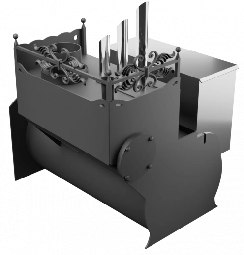 Печь Горыныч 3, каменка закрытая с парогенератором с правой стороны, большая дверь со стеклом фото в Новосибирске
