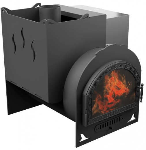 Печь Горыныч Мини, каменка с левой стороны, средняя дверь со стеклом фото в Новосибирске Печь Горыныч Мини, каменка с левой стороны, средняя дверь со стеклом фото в Новосибирске