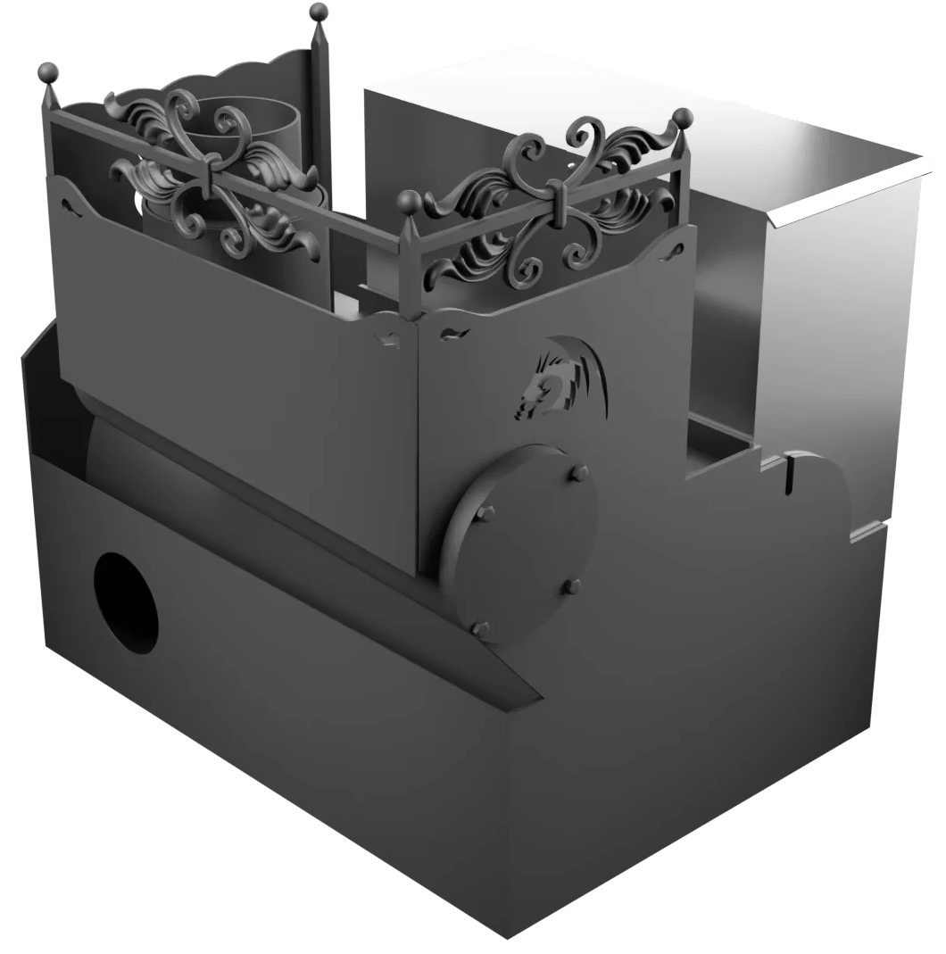Печь Горыныч 3, каменка с правой стороны, большая дверь со стеклом, система воздушного отопления фото в Новосибирске Печь Горыныч 3, каменка с правой стороны, большая дверь со стеклом, система воздушного отопления фото в Новосибирске