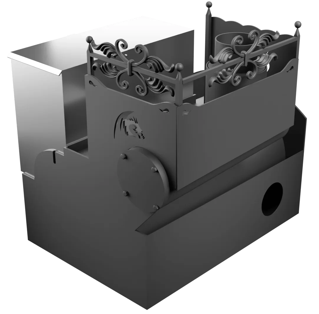 Печь Горыныч 3, каменка с левой стороны, большая дверь со стеклом, система воздушного отопления фото в Новосибирске Печь Горыныч 3, каменка с левой стороны, большая дверь со стеклом, система воздушного отопления фото в Новосибирске