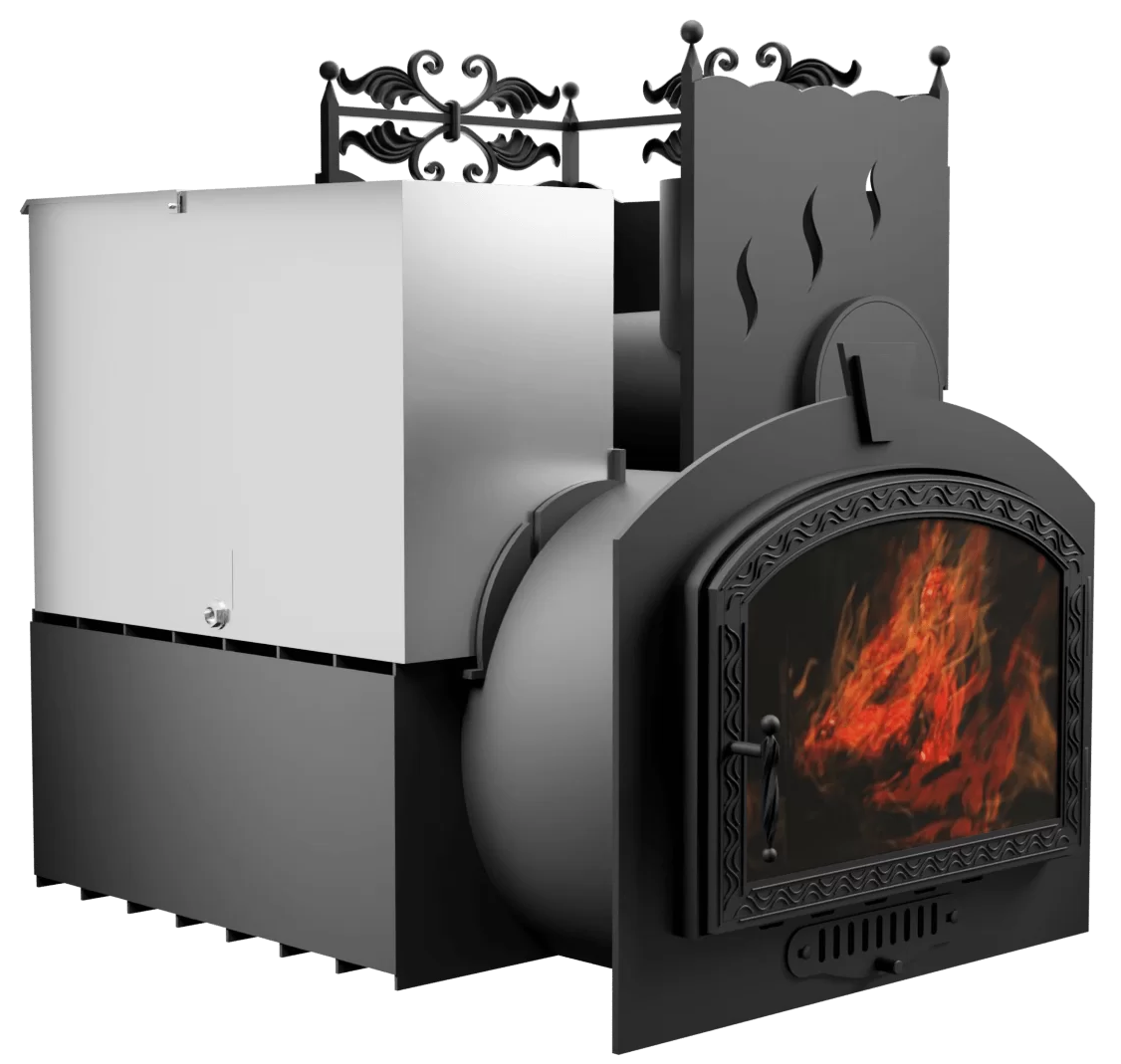 Печь Горыныч 3 с конвекцией, каменка с правой стороны, большая дверь со стеклом фото в Новосибирске Печь Горыныч 3 с конвекцией, каменка с правой стороны, большая дверь со стеклом фото в Новосибирске