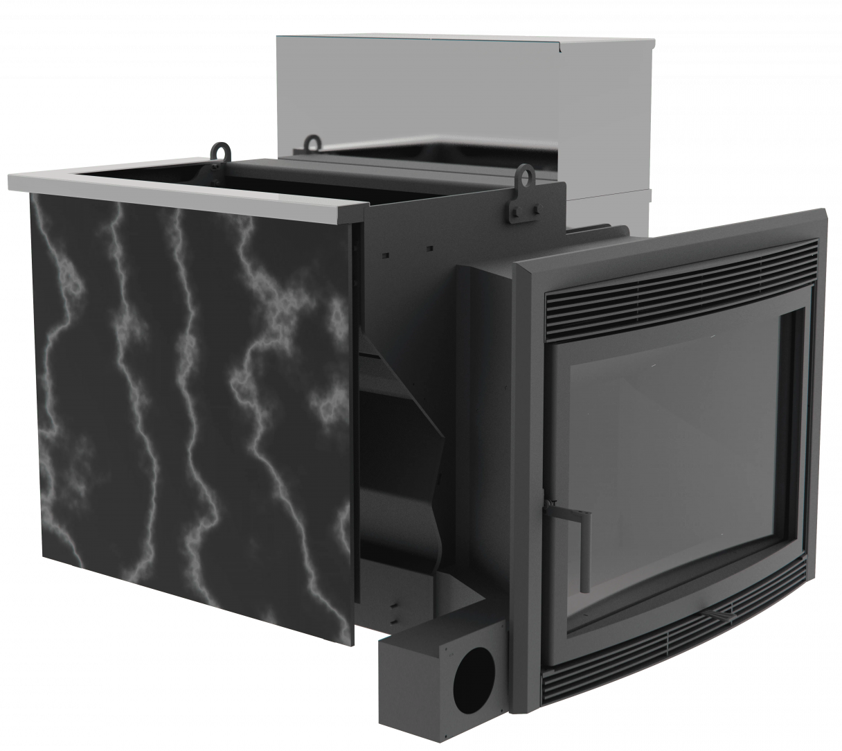 Банный камин 500, сталь+СВО фото в Новосибирске Банный камин 500, сталь+СВО фото в Новосибирске