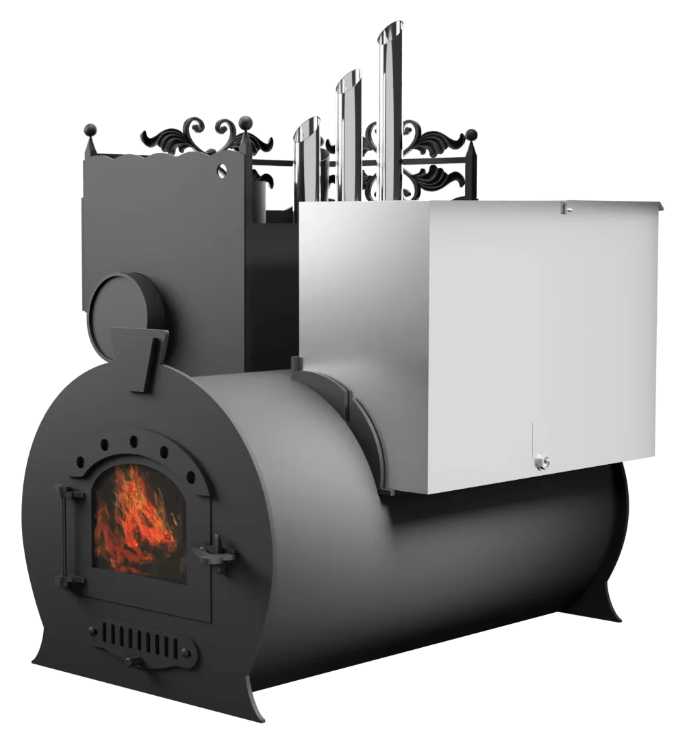 Печь Горыныч 3, каменка закрытая с парогенератором с левой стороны, малая дверь со стеклом фото в Новосибирске Печь Горыныч 3, каменка закрытая с парогенератором с левой стороны, малая дверь со стеклом фото в Новосибирске