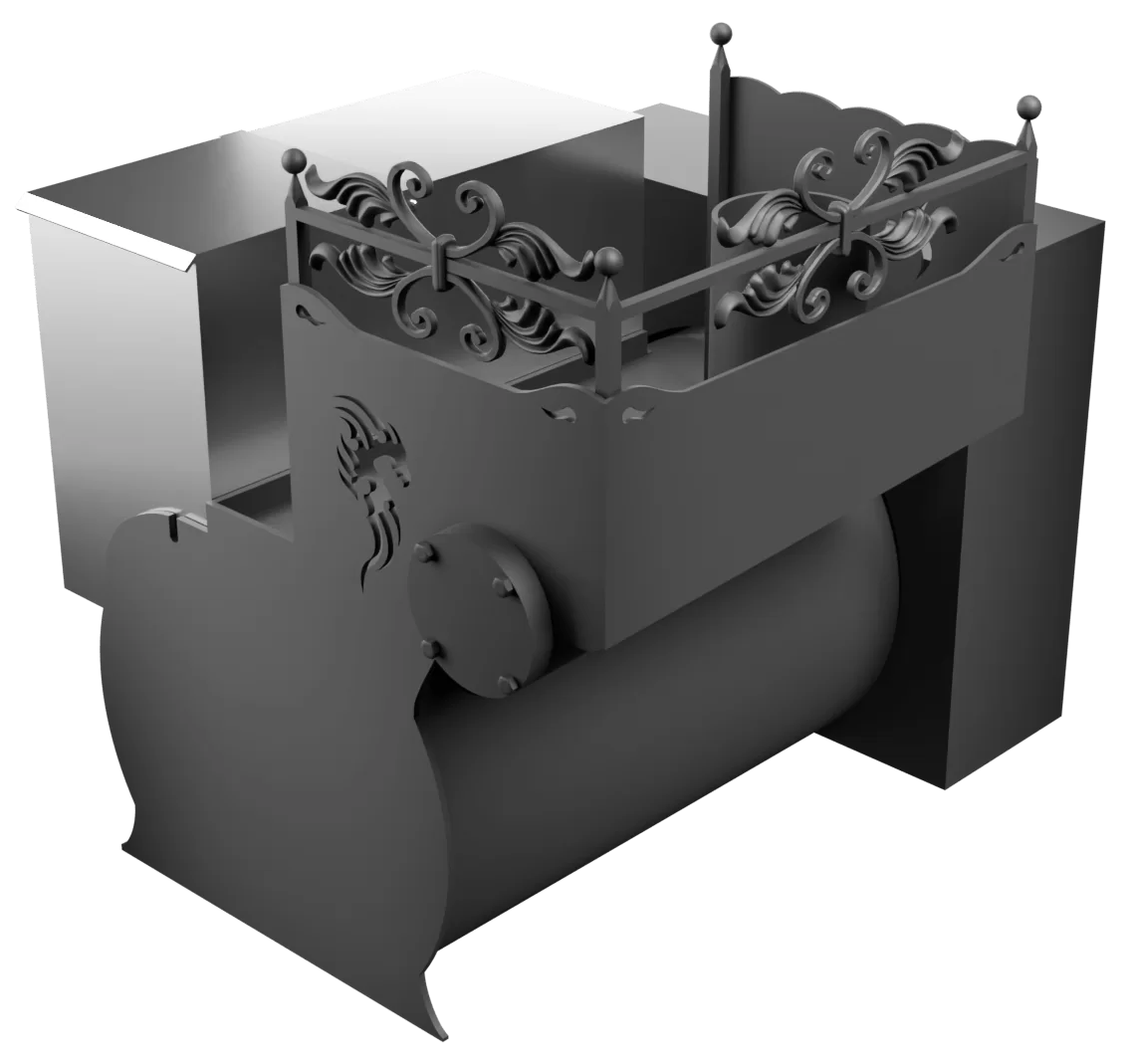 Печь Горыныч 3, каменка с левой стороны, малая дверь со стеклом, естественная система воздушного отопления фото в Новосибирске Печь Горыныч 3, каменка с левой стороны, малая дверь со стеклом, естественная система воздушного отопления фото в Новосибирске