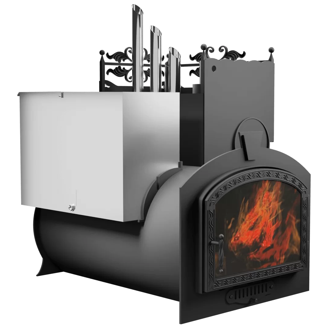 Печь Горыныч 3, каменка закрытая с правой стороны, большая дверь со стеклом фото в Новосибирске Печь Горыныч 3, каменка закрытая с правой стороны, большая дверь со стеклом фото в Новосибирске
