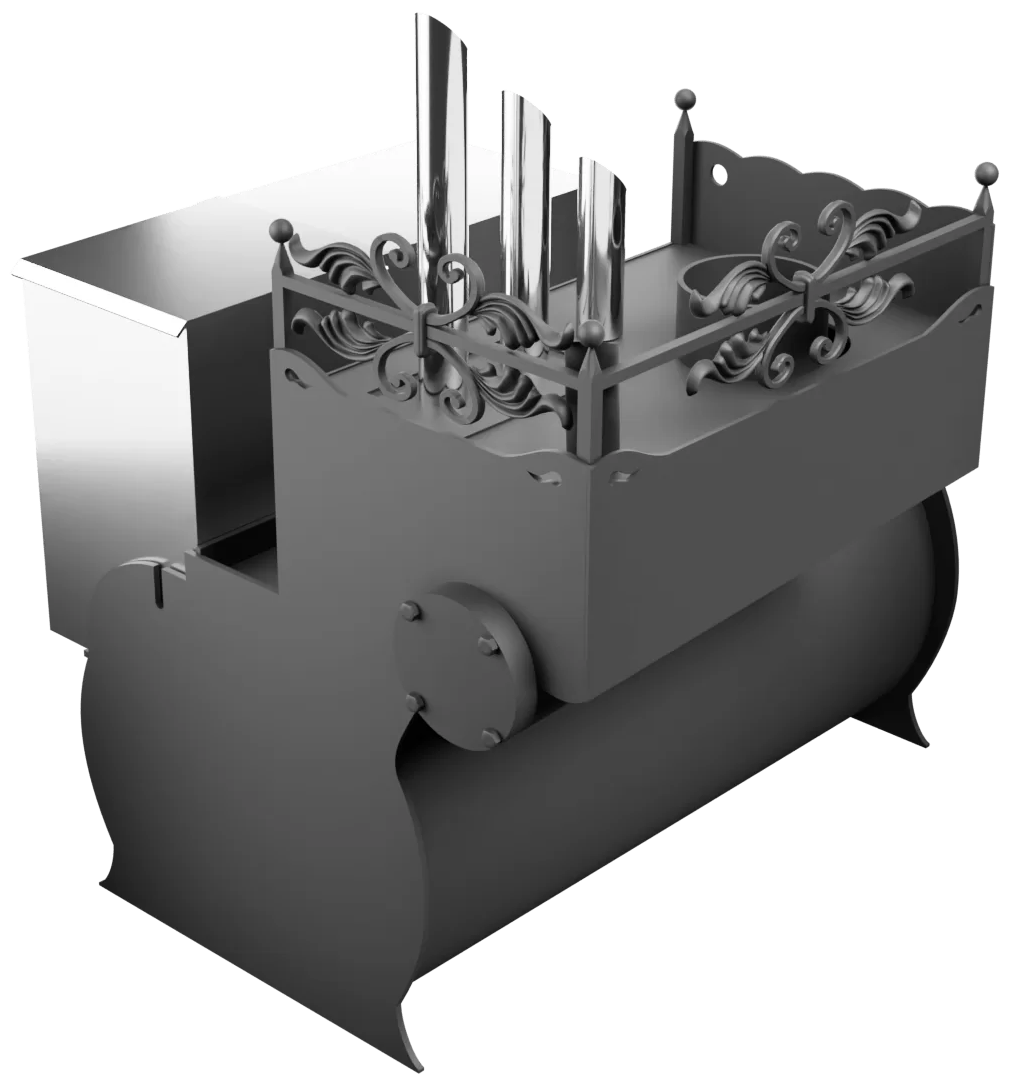 Печь Горыныч 3, каменка закрытая с парогенератором с левой стороны, малая дверь со стеклом фото в Новосибирске Печь Горыныч 3, каменка закрытая с парогенератором с левой стороны, малая дверь со стеклом фото в Новосибирске