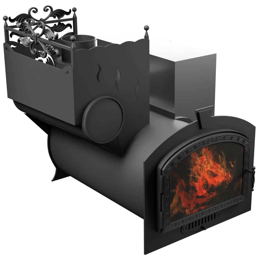 Печь Горыныч 3, каменка с левой стороны, большая дверь со стеклом фото в Новосибирске Печь Горыныч 3, каменка с левой стороны, большая дверь со стеклом фото в Новосибирске