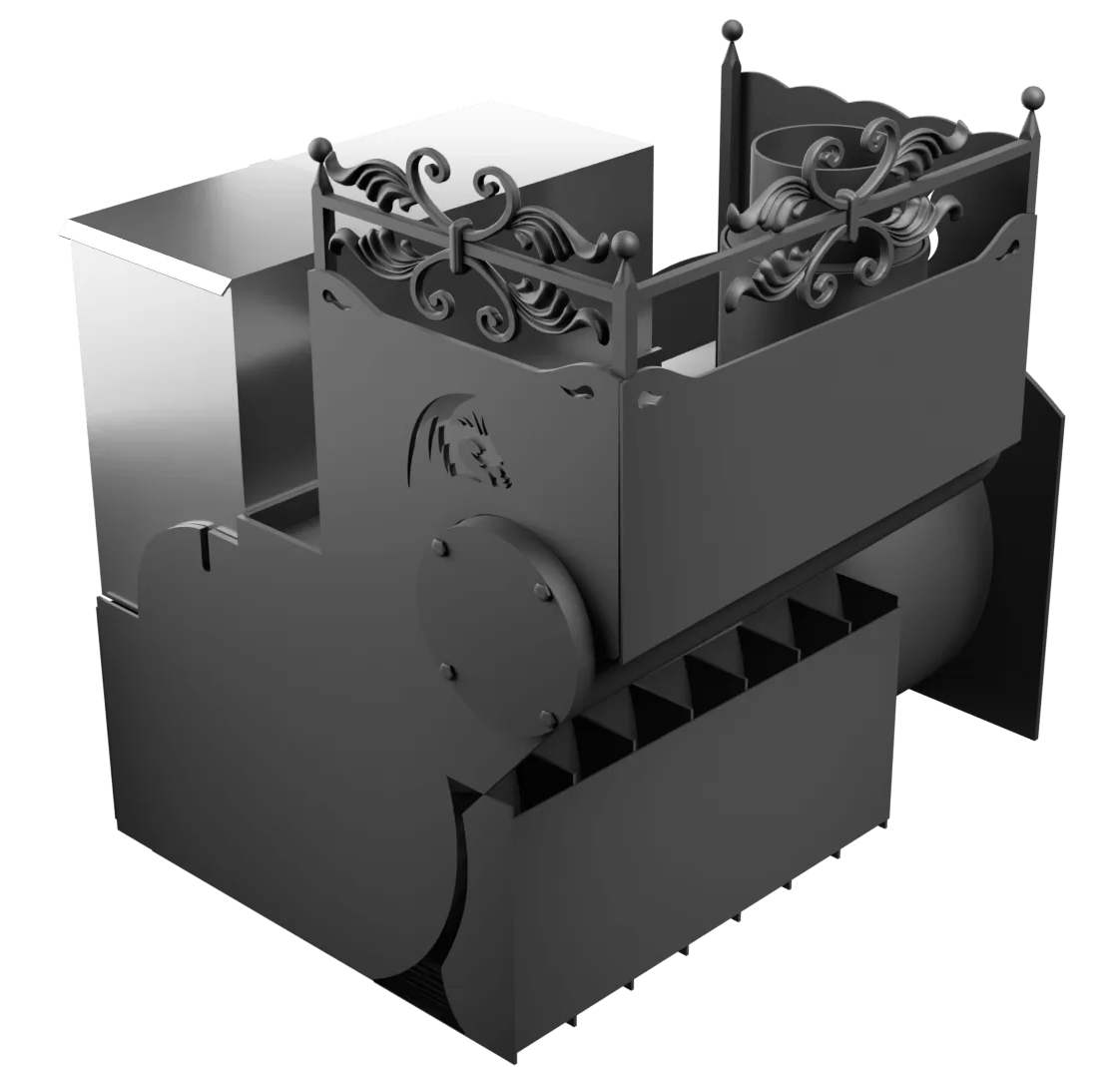Печь Горыныч 3 с конвекцией, каменка с левой стороны, большая дверь со стеклом фото в Новосибирске Печь Горыныч 3 с конвекцией, каменка с левой стороны, большая дверь со стеклом фото в Новосибирске