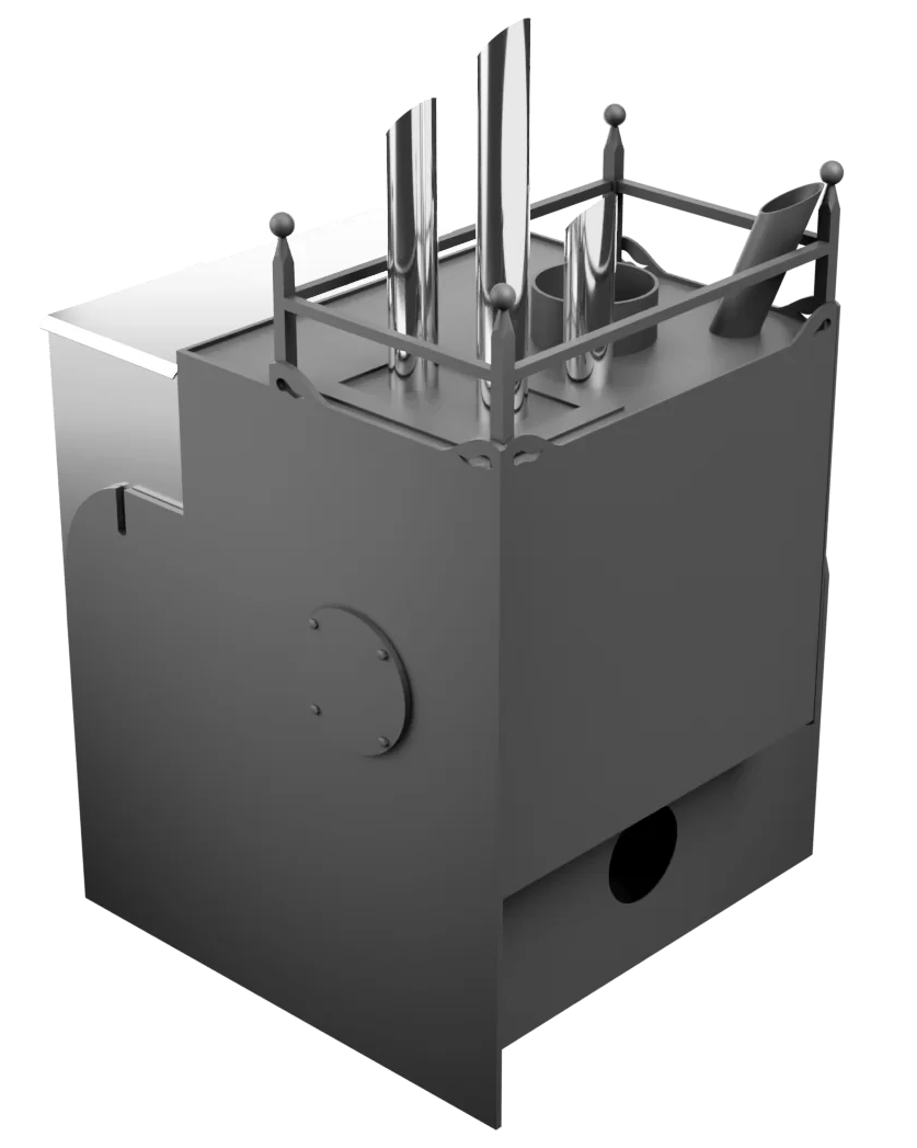 Печь Горыныч Мини, каменка закрытая с парогенератором с левой стороны, система воздушного отопления фото в Новосибирске Печь Горыныч Мини, каменка закрытая с парогенератором с левой стороны, система воздушного отопления фото в Новосибирске