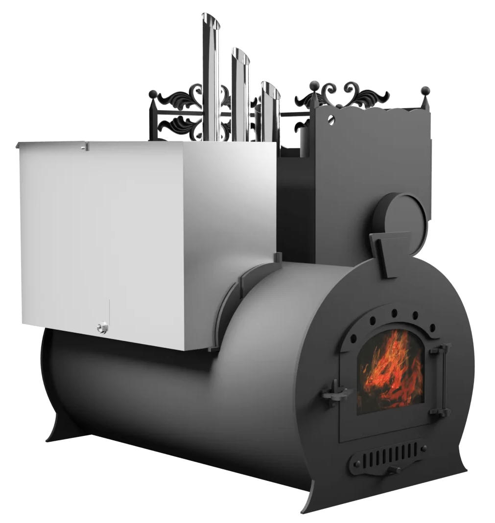 Печь Горыныч 3, каменка закрытая с парогенератором с правой стороны, малая дверь со стеклом фото в Новосибирске Печь Горыныч 3, каменка закрытая с парогенератором с правой стороны, малая дверь со стеклом фото в Новосибирске