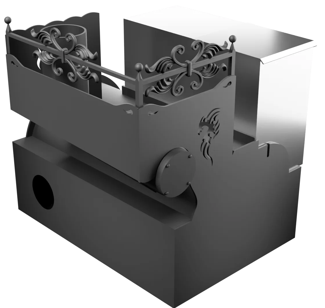 Печь Горыныч 3, каменка с правой стороны, малая дверь со стеклом, система воздушного отопления фото в Новосибирске Печь Горыныч 3, каменка с правой стороны, малая дверь со стеклом, система воздушного отопления фото в Новосибирске