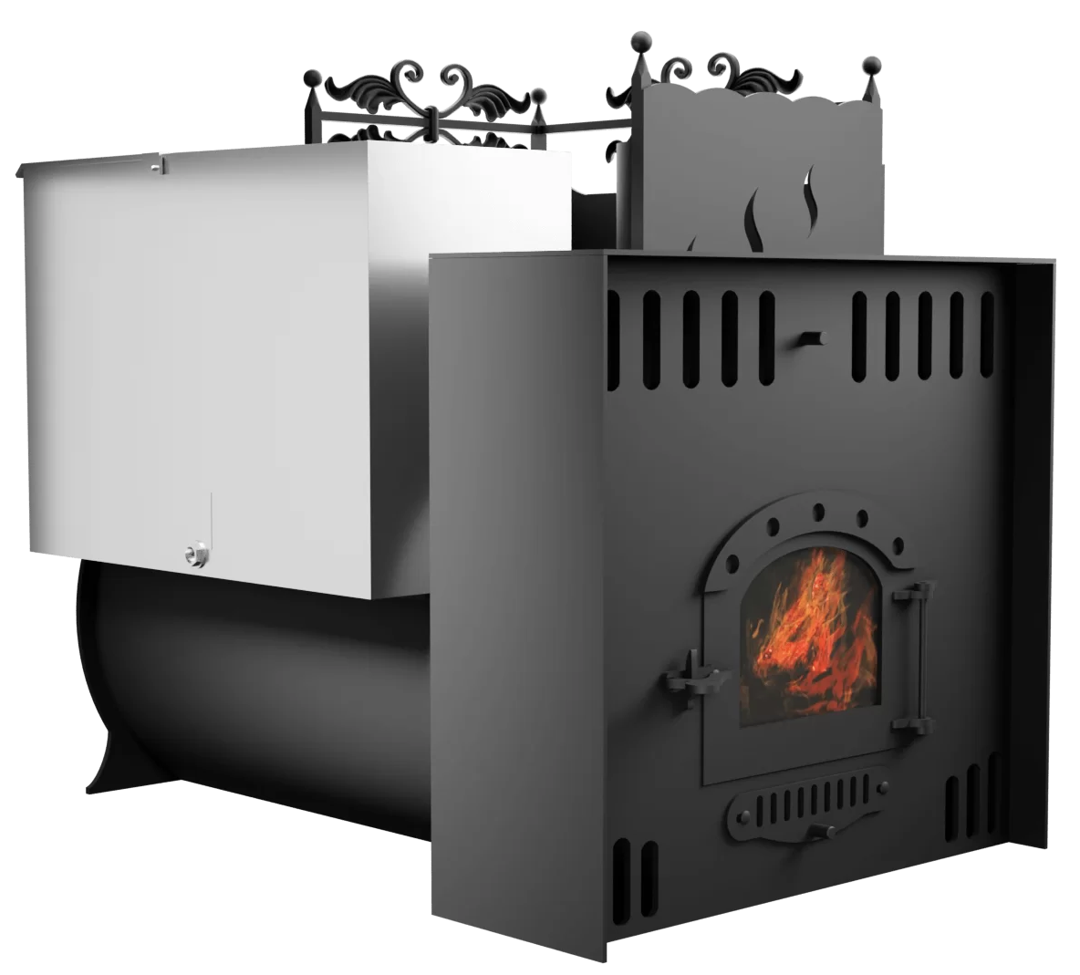 Печь Горыныч 3, каменка с правой стороны, малая дверь со стеклом, естественная система воздушного отопления фото в Новосибирске Печь Горыныч 3, каменка с правой стороны, малая дверь со стеклом, естественная система воздушного отопления фото в Новосибирске