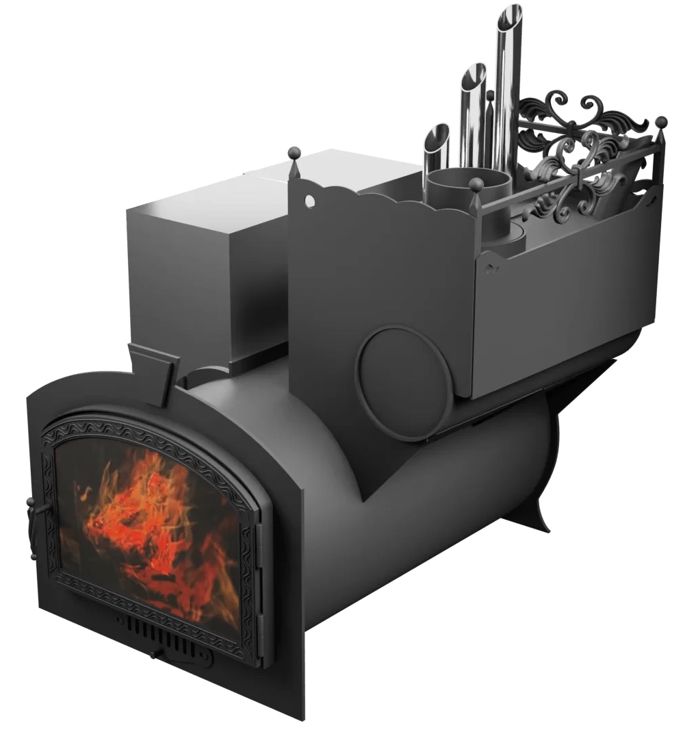 Печь Горыныч 3, каменка закрытая с парогенератором с правой стороны, большая дверь со стеклом фото в Новосибирске Печь Горыныч 3, каменка закрытая с парогенератором с правой стороны, большая дверь со стеклом фото в Новосибирске