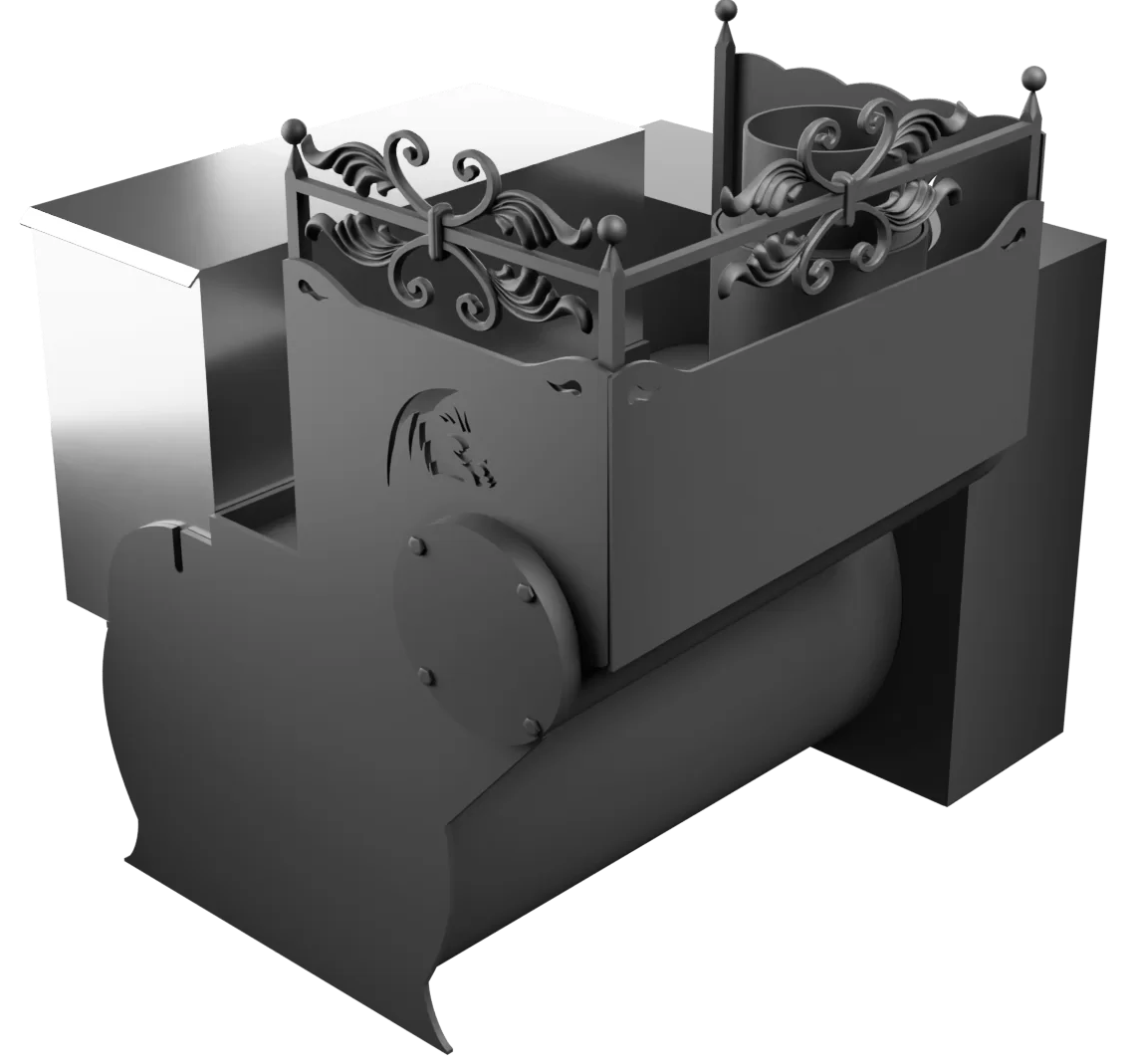 Печь Горыныч 3, каменка с левой стороны, большая дверь со стеклом, естественная система воздушного отопления фото в Новосибирске Печь Горыныч 3, каменка с левой стороны, большая дверь со стеклом, естественная система воздушного отопления фото в Новосибирске
