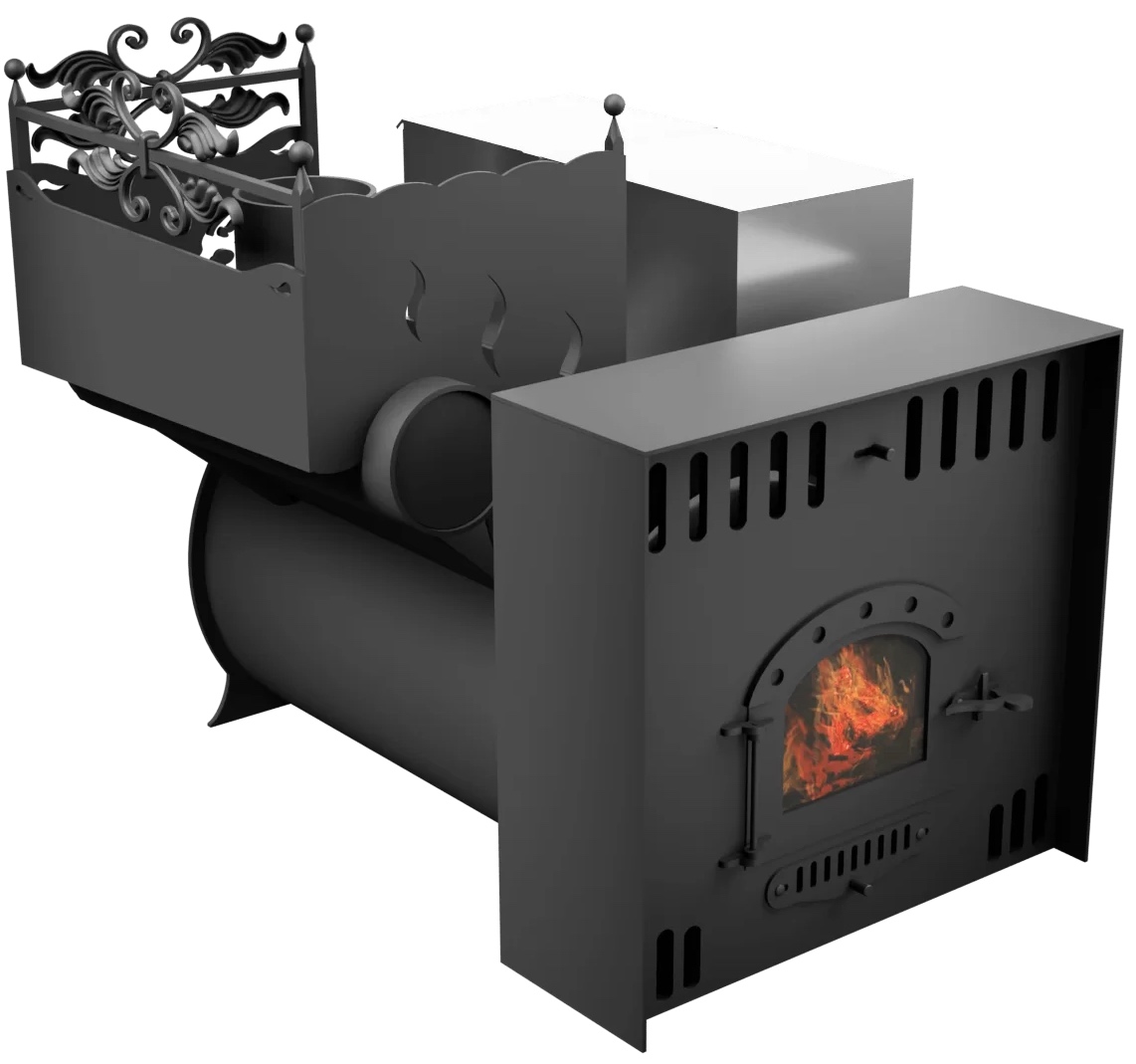 Печь Горыныч 3, каменка с левой стороны, малая дверь со стеклом, естественная система воздушного отопления фото в Новосибирске Печь Горыныч 3, каменка с левой стороны, малая дверь со стеклом, естественная система воздушного отопления фото в Новосибирске