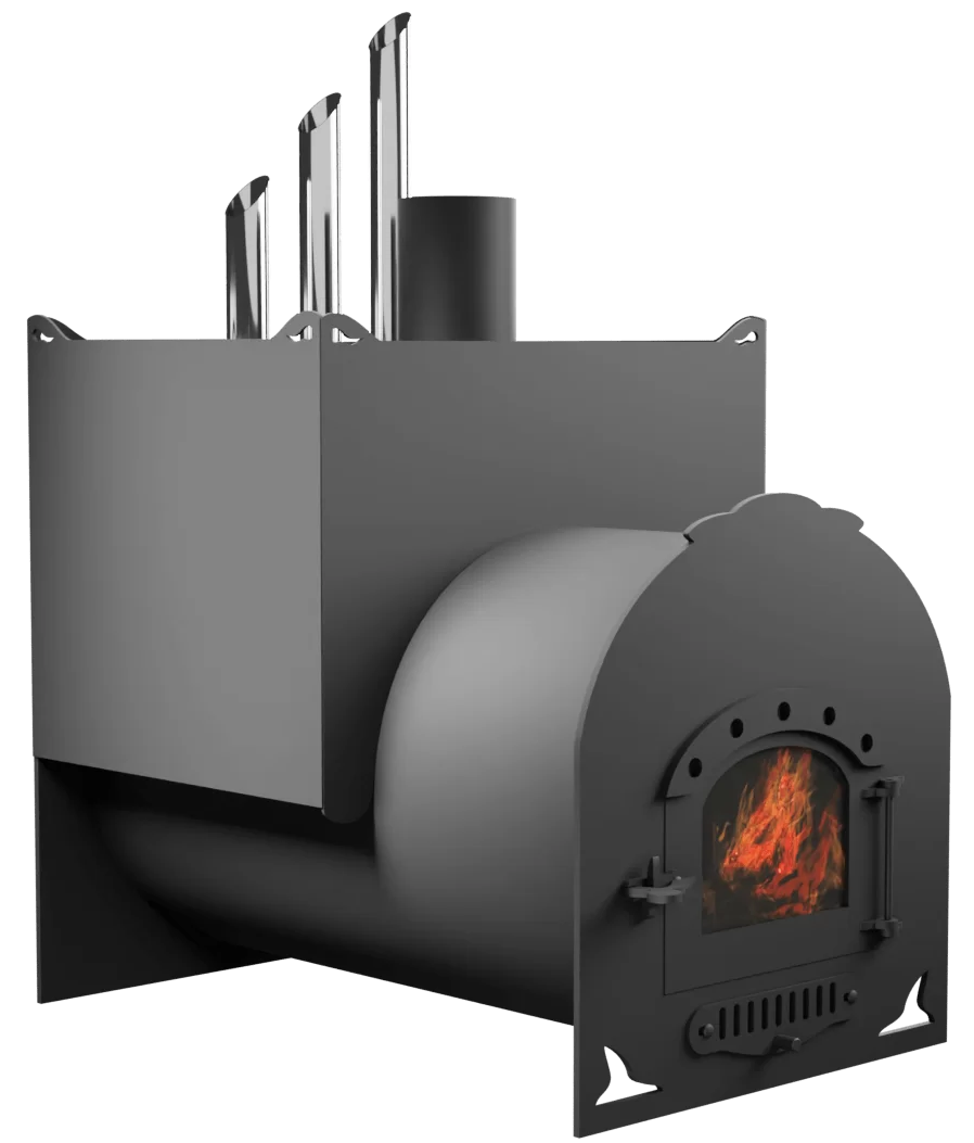 Печь Горыныч Мини, двойная каменка закрытая с парогенератором, малая дверь со стеклом фото в Новосибирске Печь Горыныч Мини, двойная каменка закрытая с парогенератором, малая дверь со стеклом фото в Новосибирске