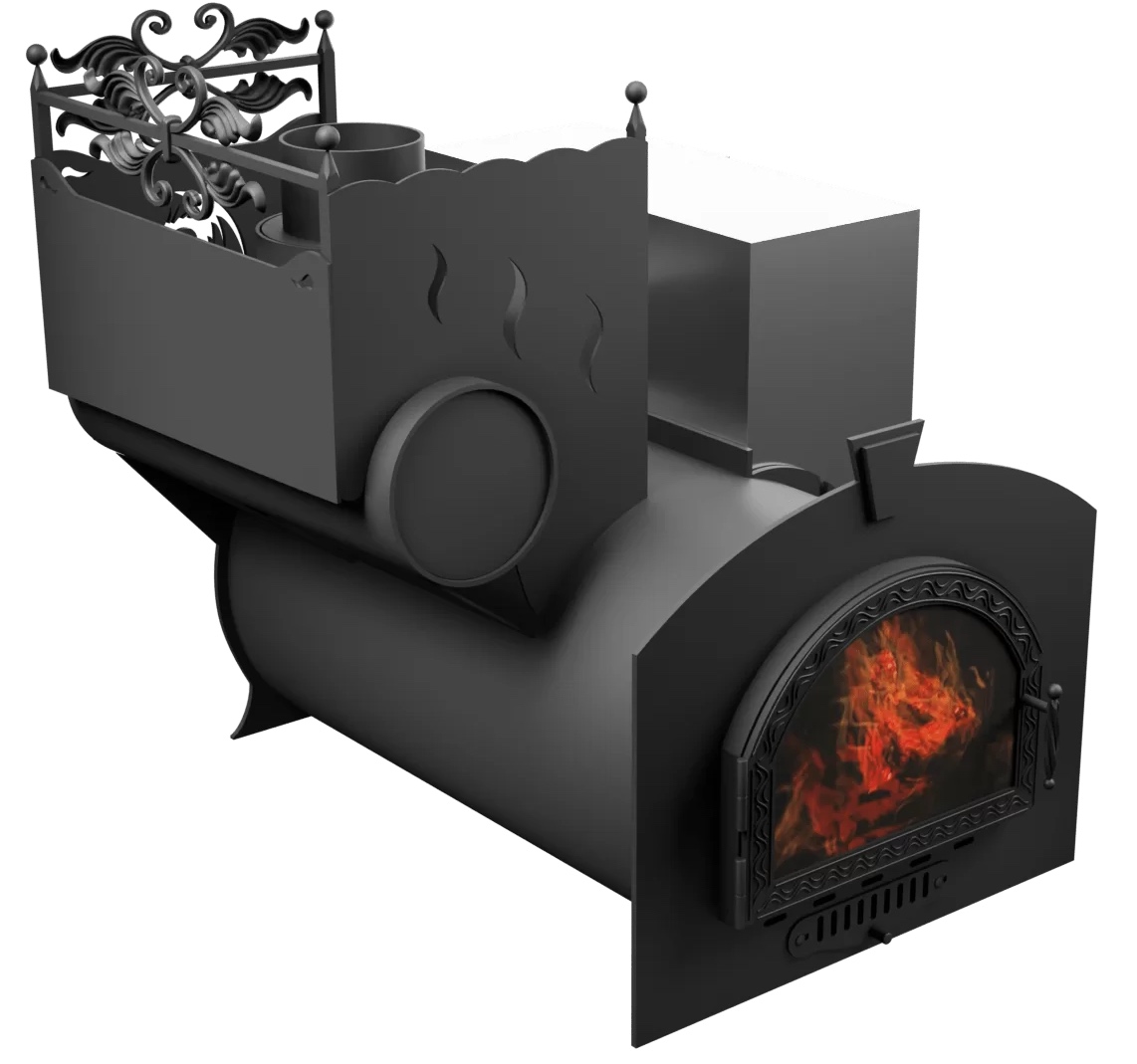 Печь Горыныч 3, каменка с левой стороны, средняя дверь со стеклом фото в Новосибирске Печь Горыныч 3, каменка с левой стороны, средняя дверь со стеклом фото в Новосибирске